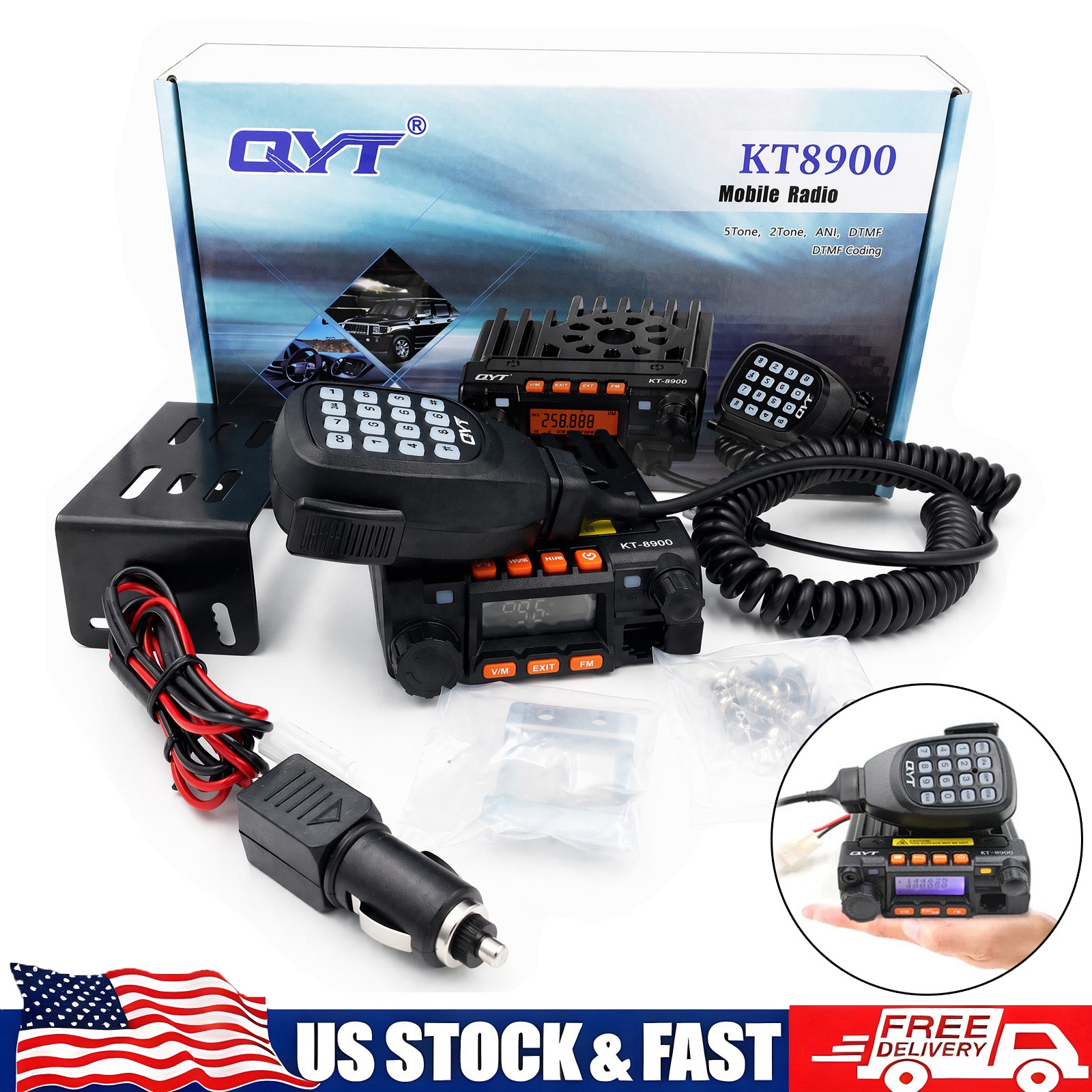 KT-8900 Mini Car Mobile Radio Dual Band 25W 136-174 & 400-480MHz FM Transceiver