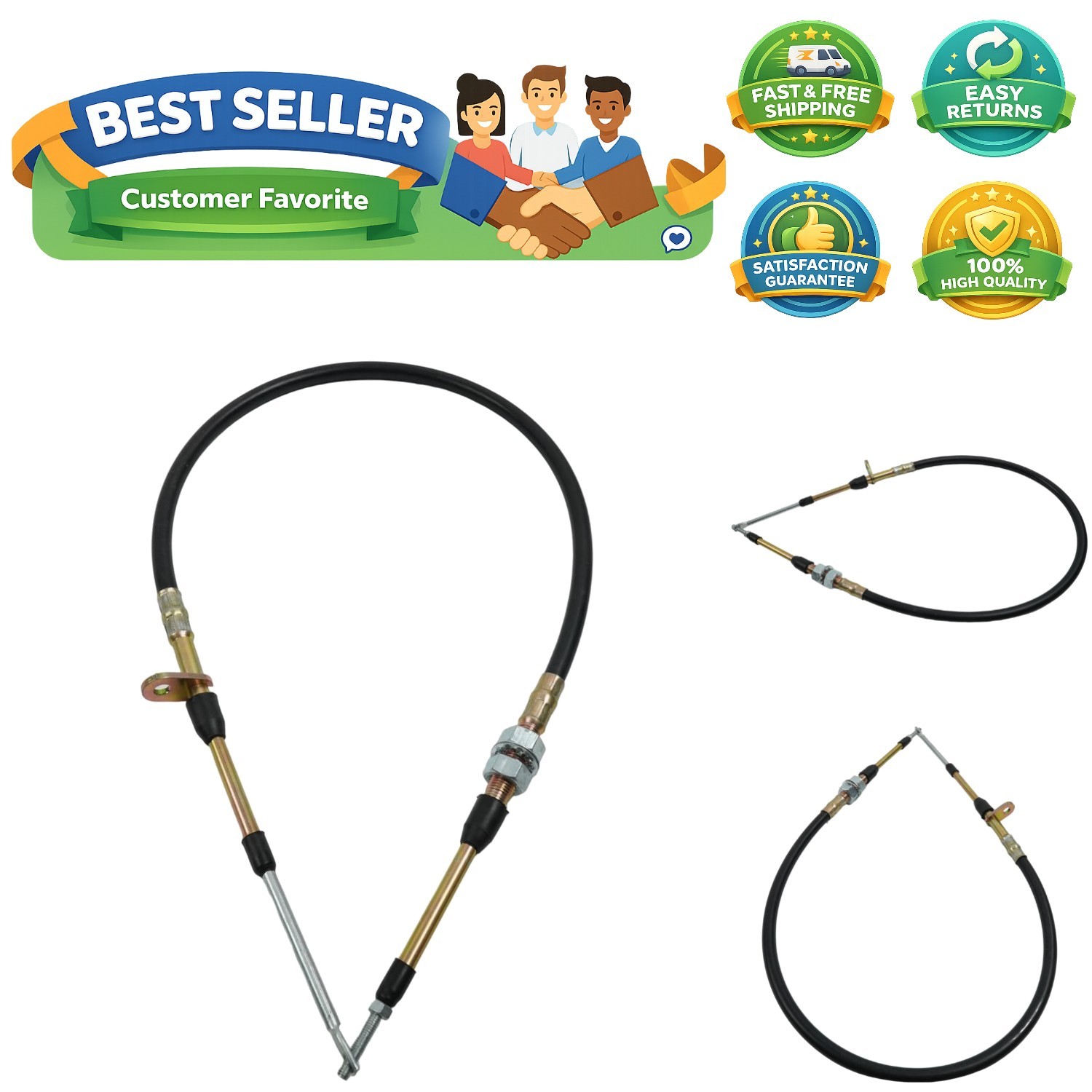 3 FT Black Super Duty Shift Cable - Lightweight & Compatible with B&M Shifters
