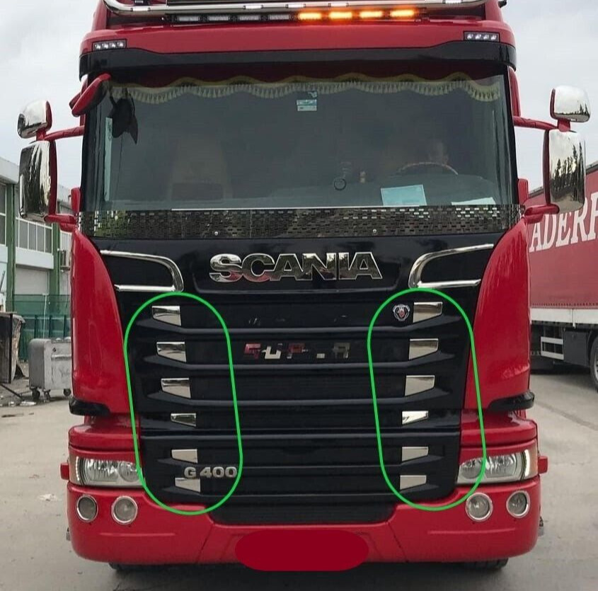 Scania    G400    GRILLE CORNER CHROME  Stainless Steel  12 Pieces.