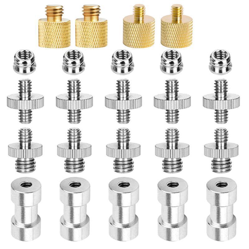 22PCS 1/4" 3/8" Camera Tripod Converter Threaded Screws Mount Metal Adapter Set