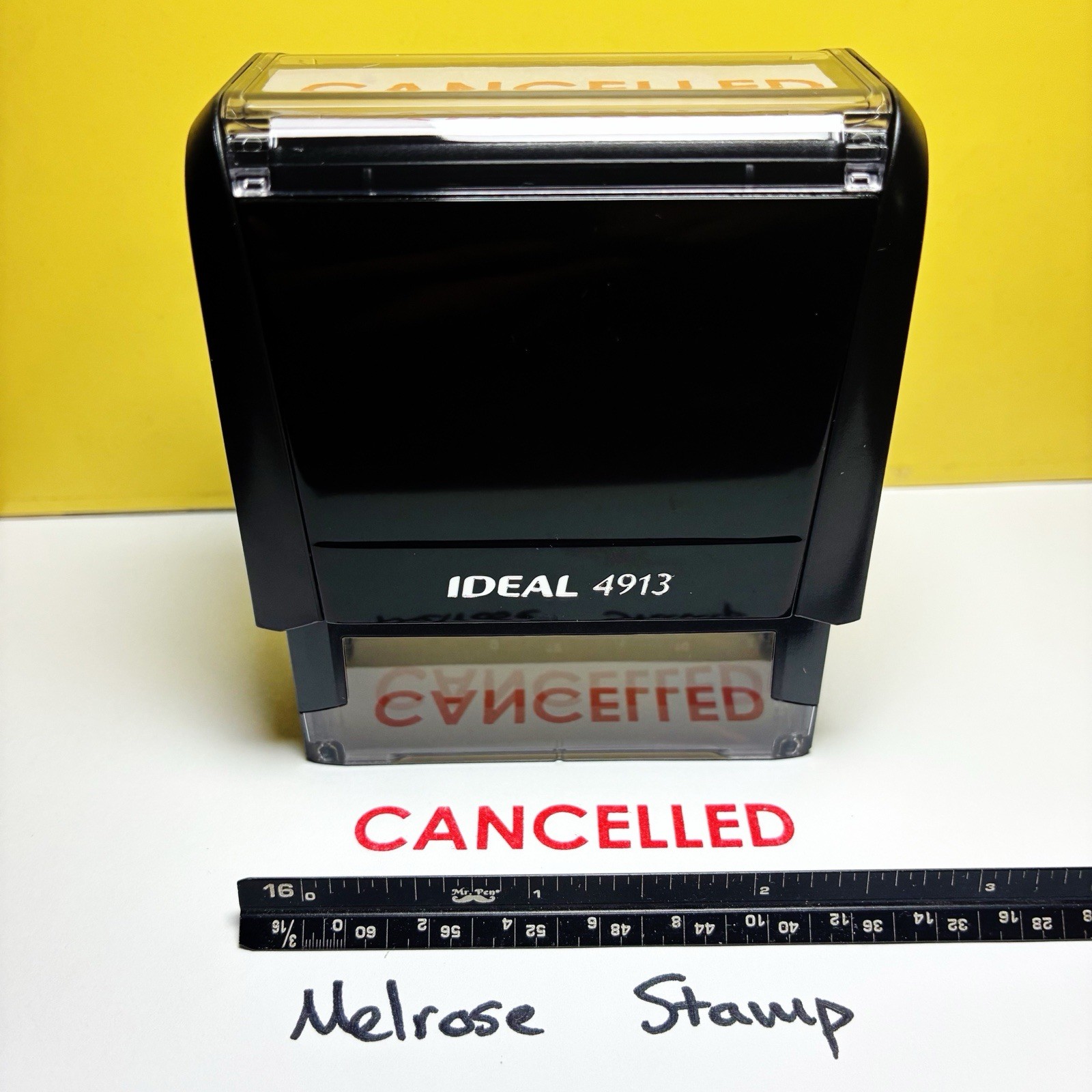 Cancelled Rubber Stamp Red Ink Self Inking Ideal 4913