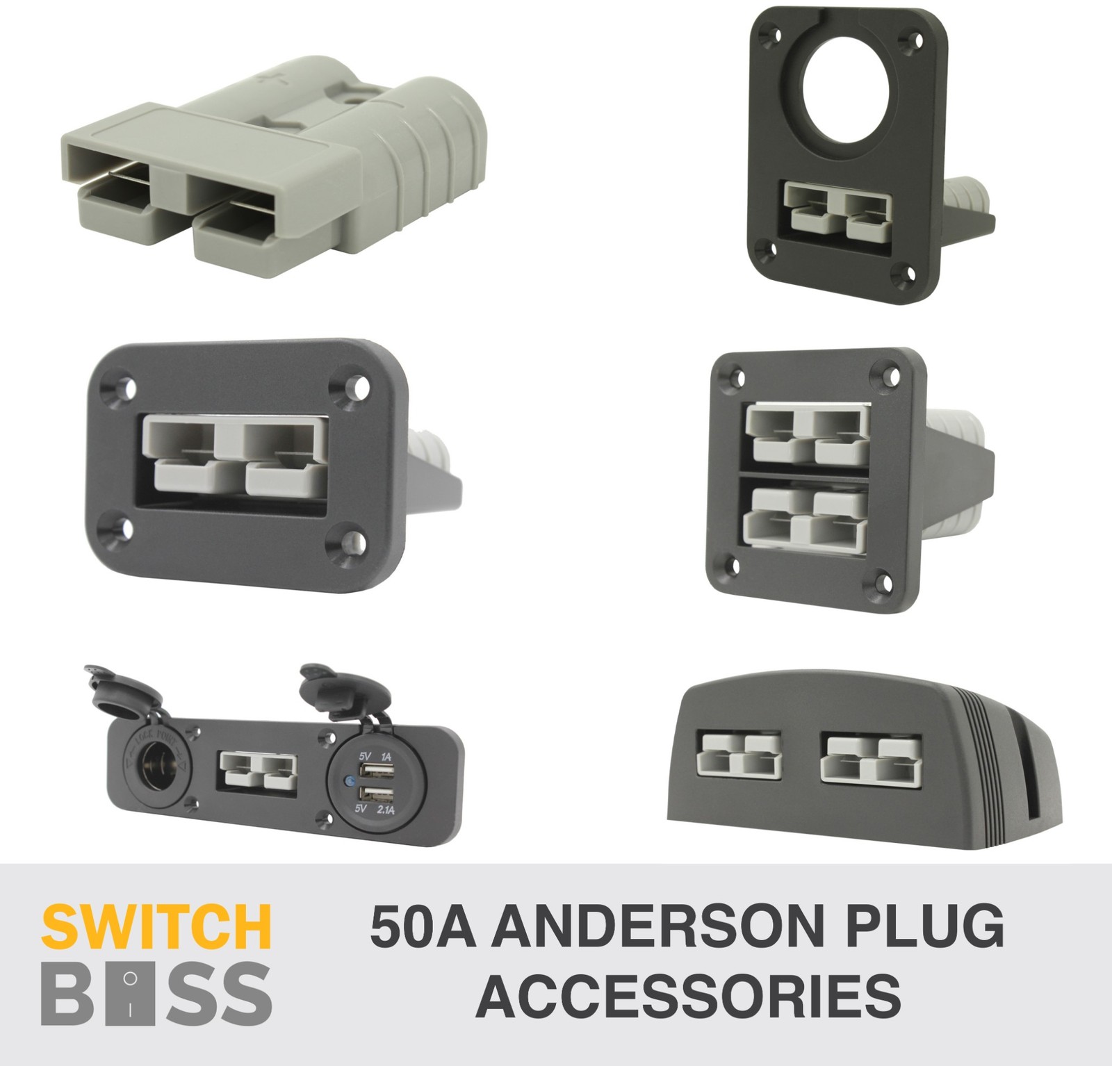 50A ANDERSON Type Plug Connector Flush Surface Mount Power Outlet - All Styles