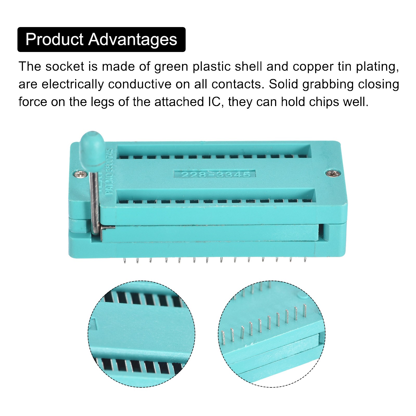 Universal IC Test ZIF Socket 28 Pin 3.0mm Pitch for Microcontroller, Chip 5 Pack