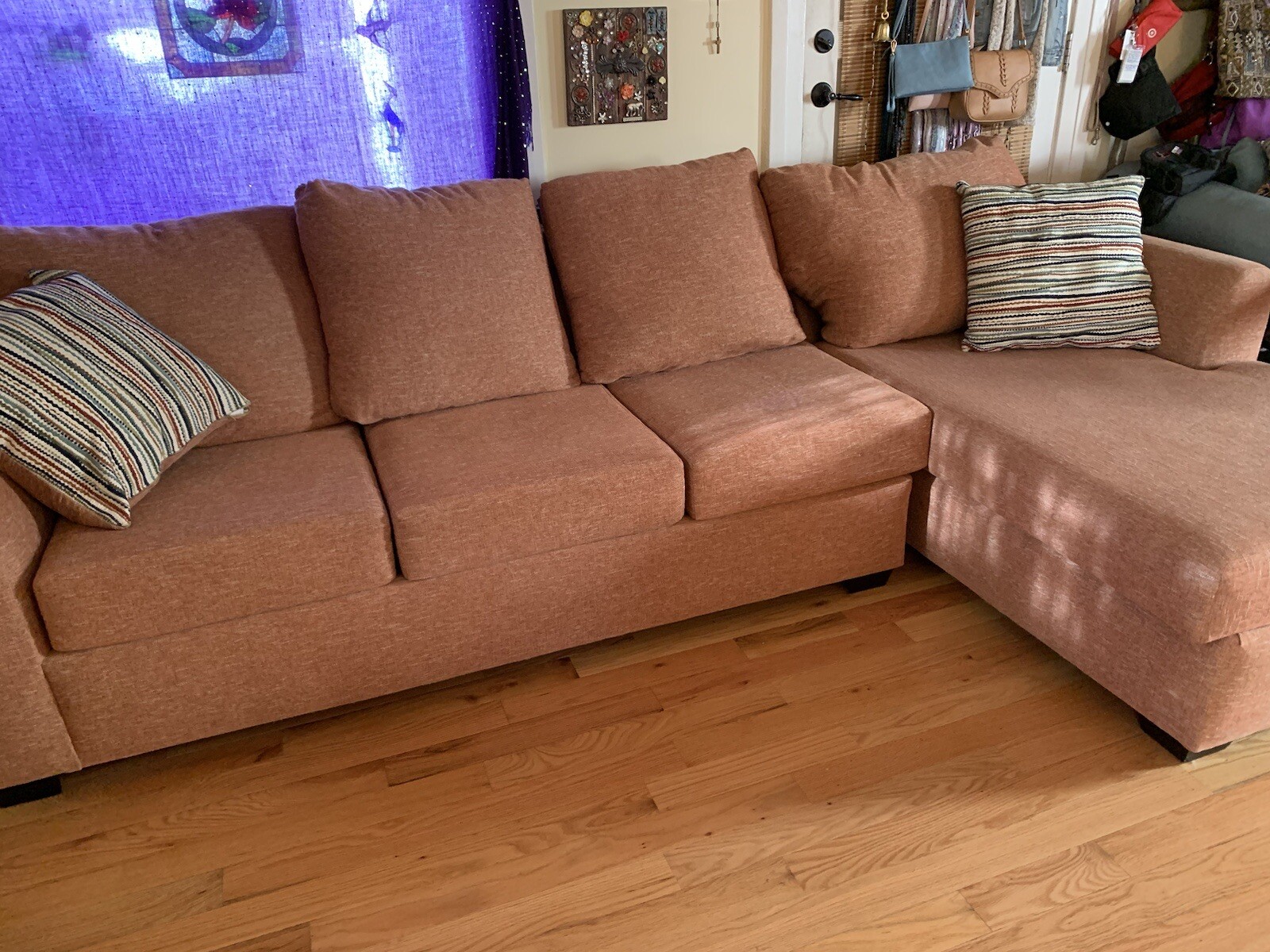 Sectional Sofa Couch 3 Seat L Chaise Peach Sand Rose Custom Made - Local Pick-Up