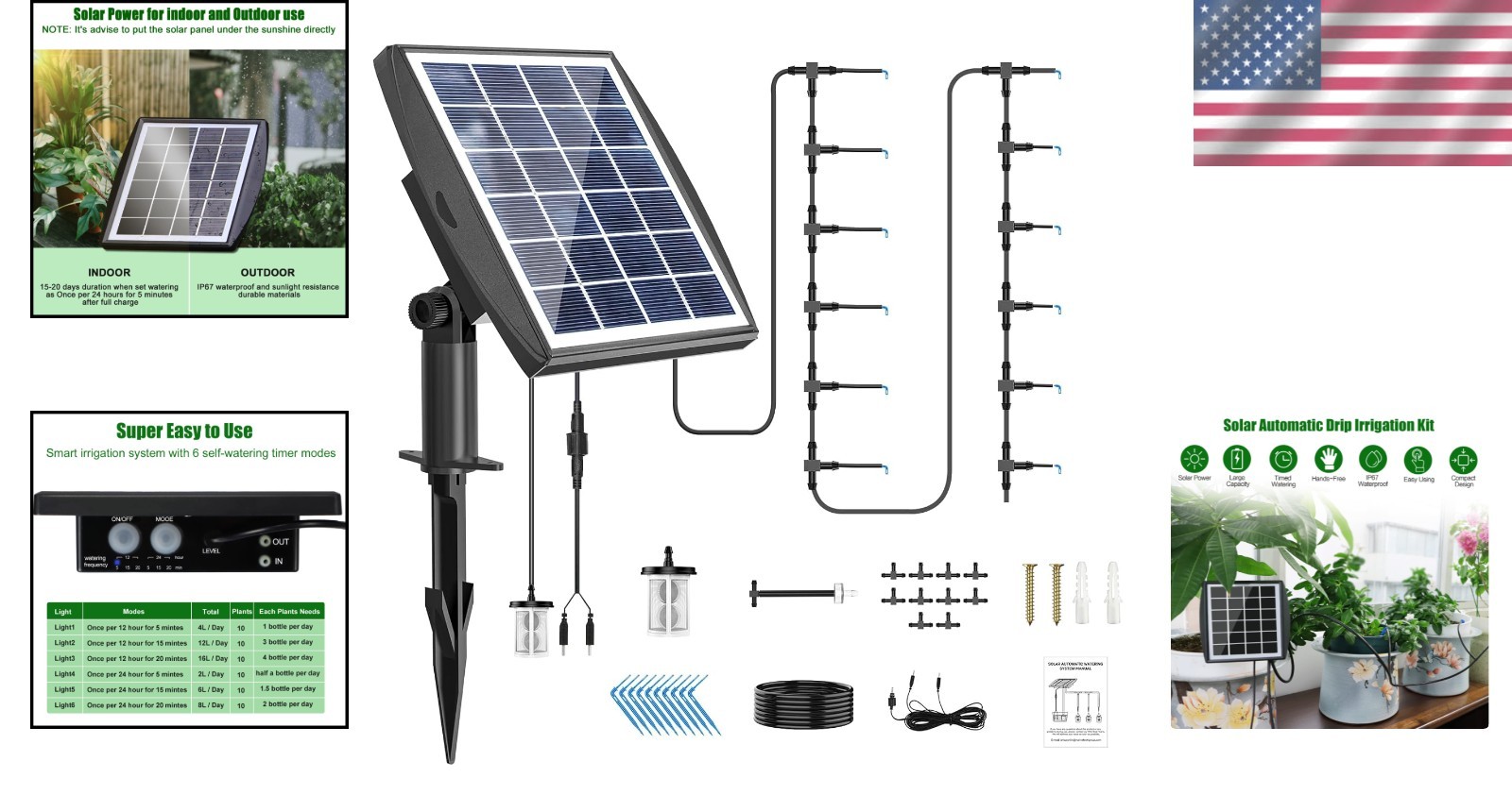 Versatile Solar-Powered Drip Irrigation Kit – Effortless Watering for 10 Plants