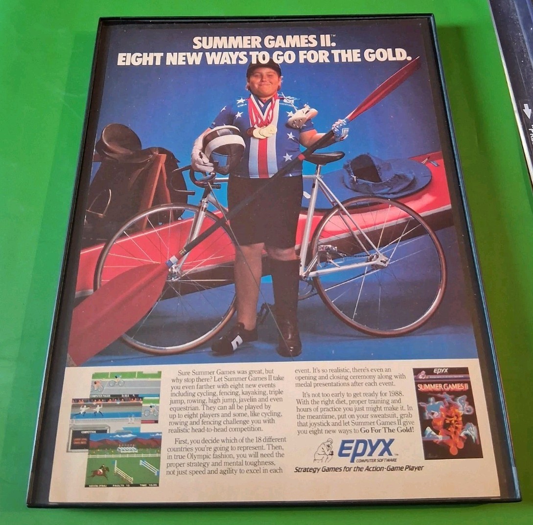 Summer Games II Epyx Vintage Promo Framed Print Ad 8.5X11 1985