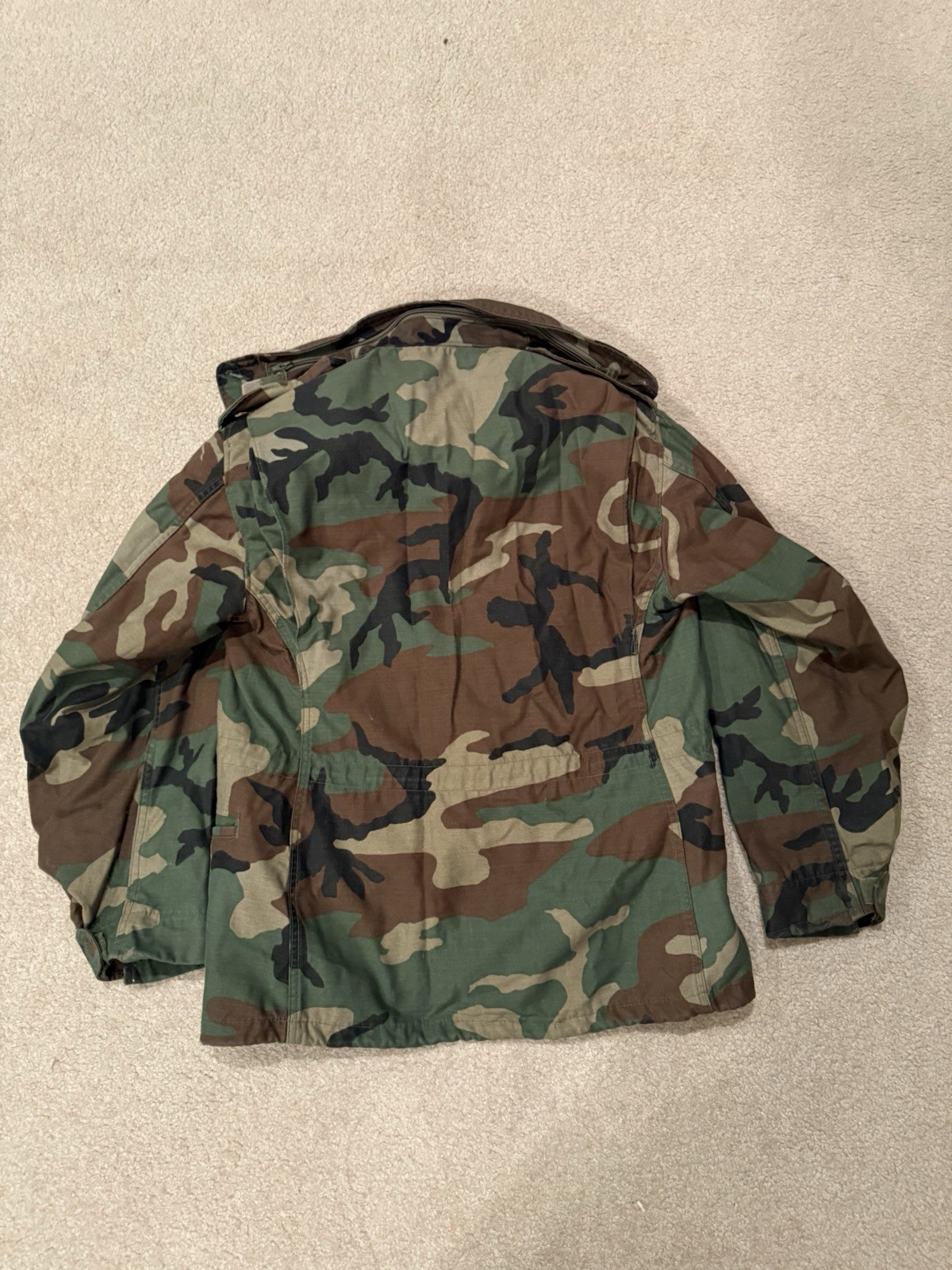 Vintage U.S. Army M-65 Field Jacket Woodland Camo Small Short Hooded