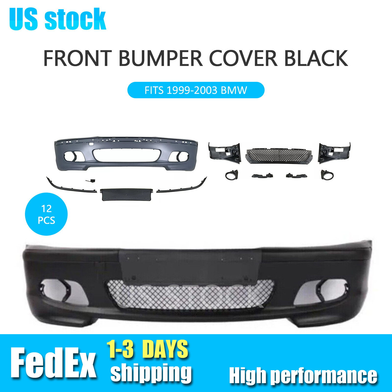 For 1999-2003 BMW E46 M3-style 4dr 2dr SEDAN Front Bumper Cover Plastic
