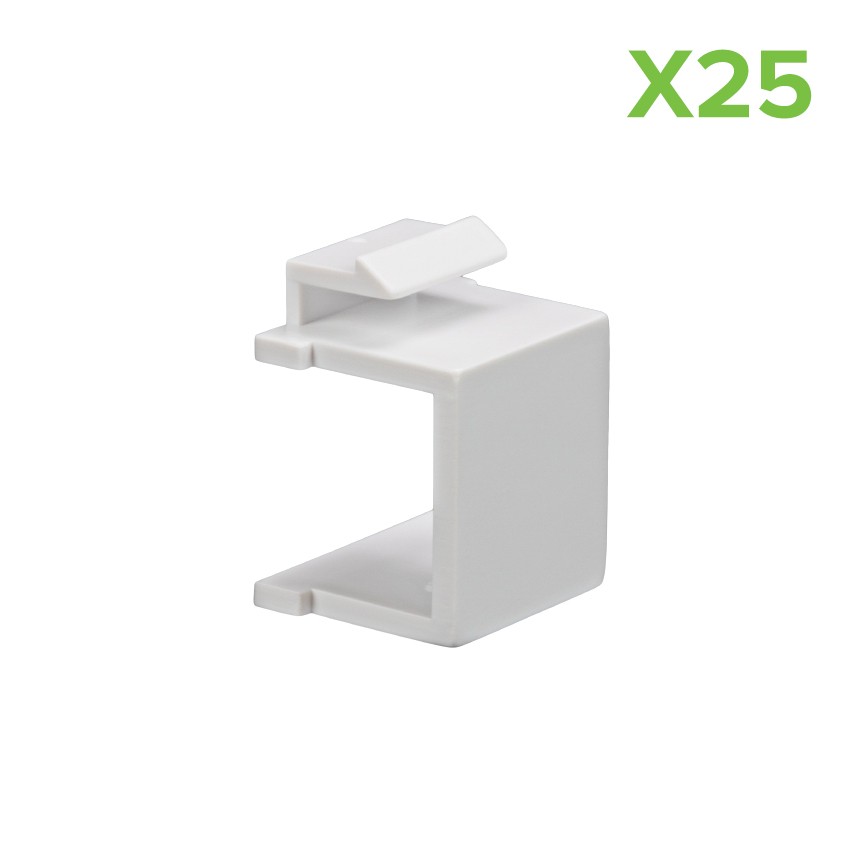 25 X BLANK KEYSTONE JACK INSERT ADAPTER WHITE