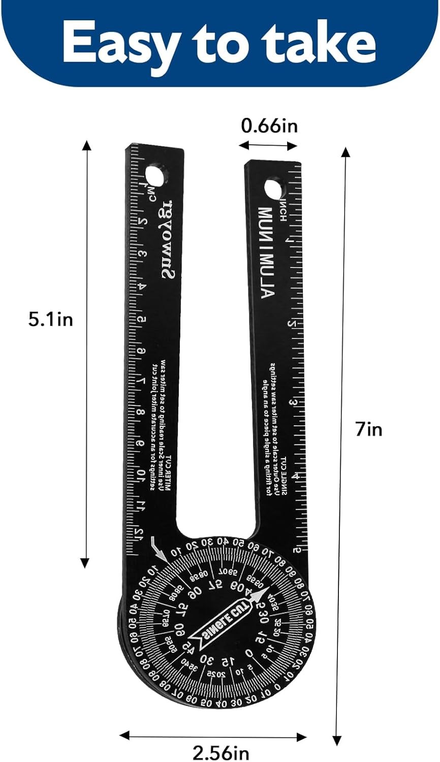 7 Inch Aluminum Miter Saw Protractor, Professional Angle Measuring Tool,...