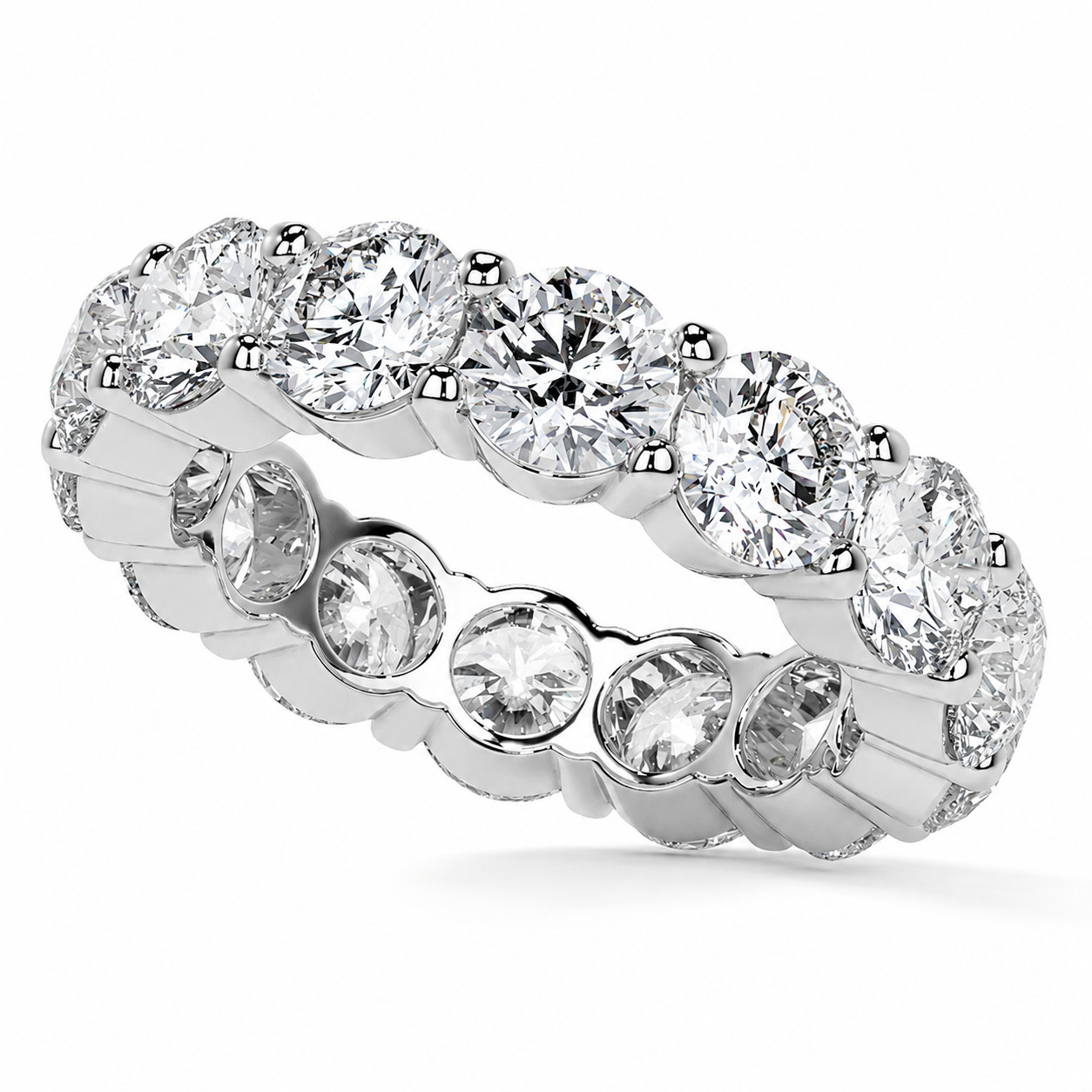 5CT Round Lab-Grown/CVD Diamond Womens Full Eternity Band Ring 14k White Gold
