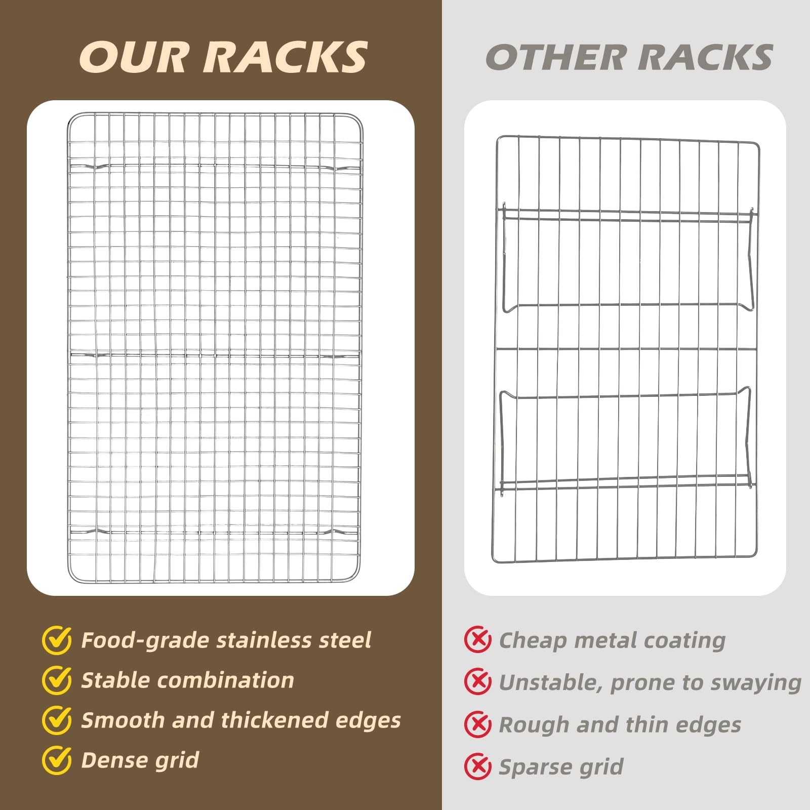 Pleafind 3 PCS Silver Stackable Cooling Rack -16 x 10 Inch Wire Rack, Heavy D...