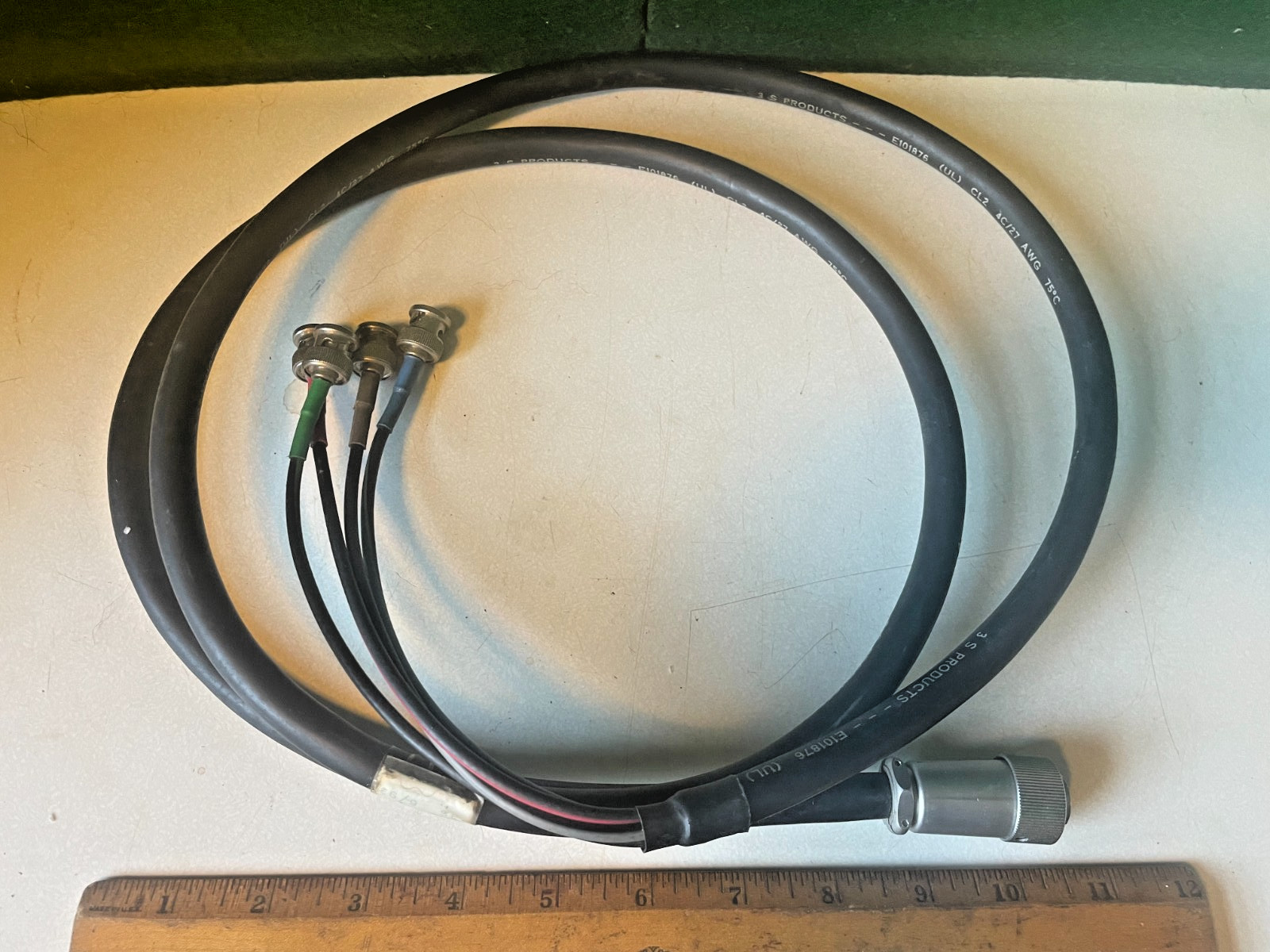 Vintage Zeiss Video Cable Part Number 315156, 10-Pin Female to RGB/Sync BNC