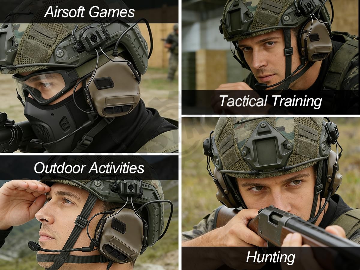 HANSTRONG GEAR Tactical Headset Unlimited Power Intercom with OD Green
