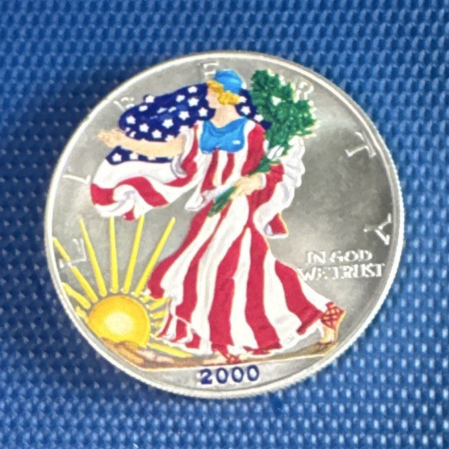2000-P American Silver Eagle $1 1 oz .999 Silver Colorized Cheerleader