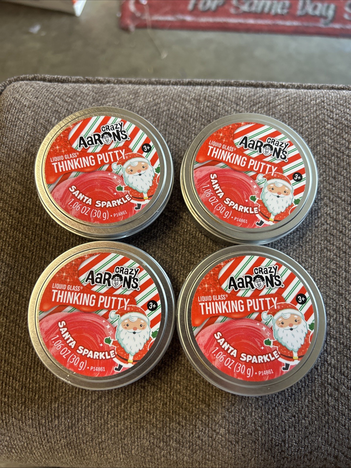 4 Pack Aaron's Crazy Liquid Glass Thinking Putty 1.06oz Sealed Santa Sparkle