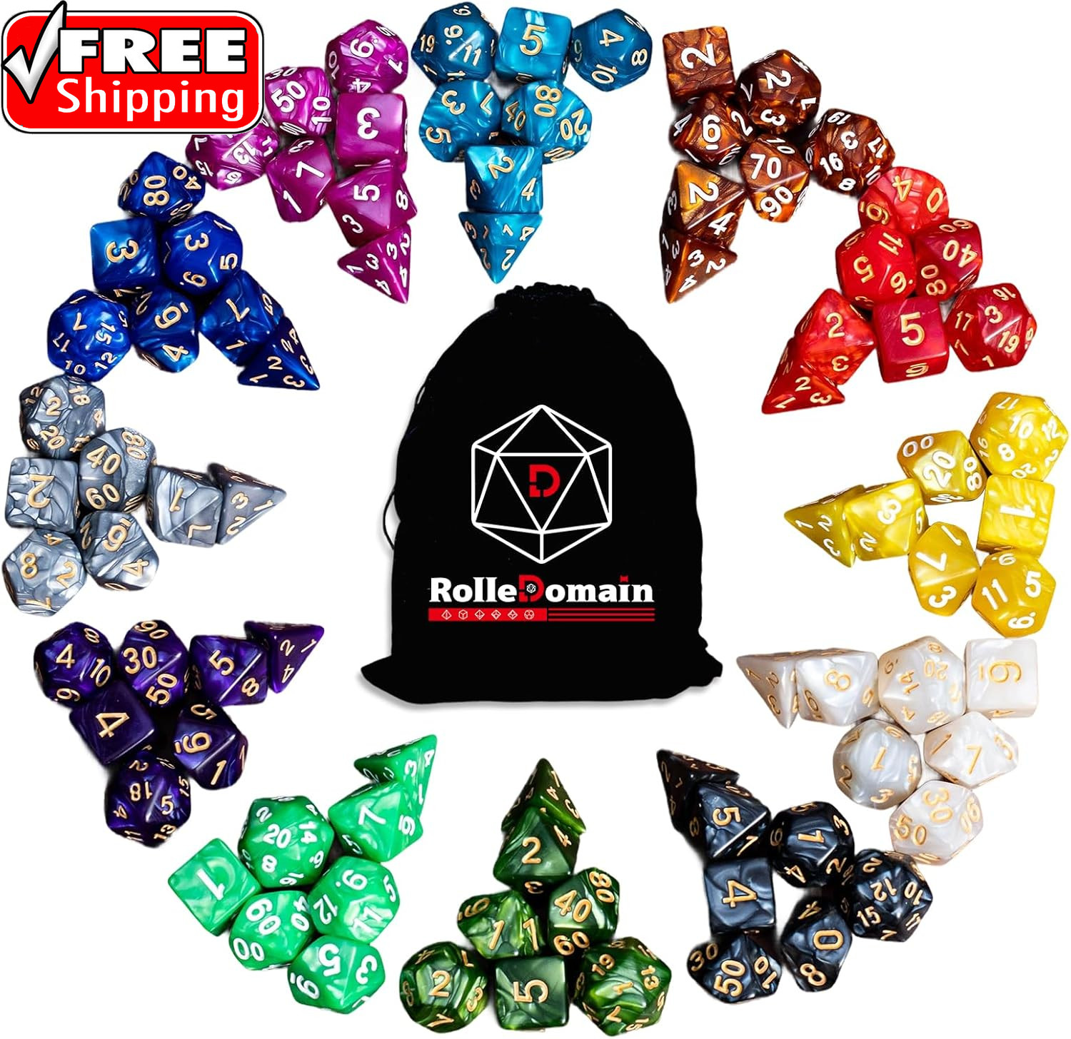 DND Dice Sets, 84 Pieces Bulk 12 Colors Acrylic Polyhedral Dice Sets in a Big Ve