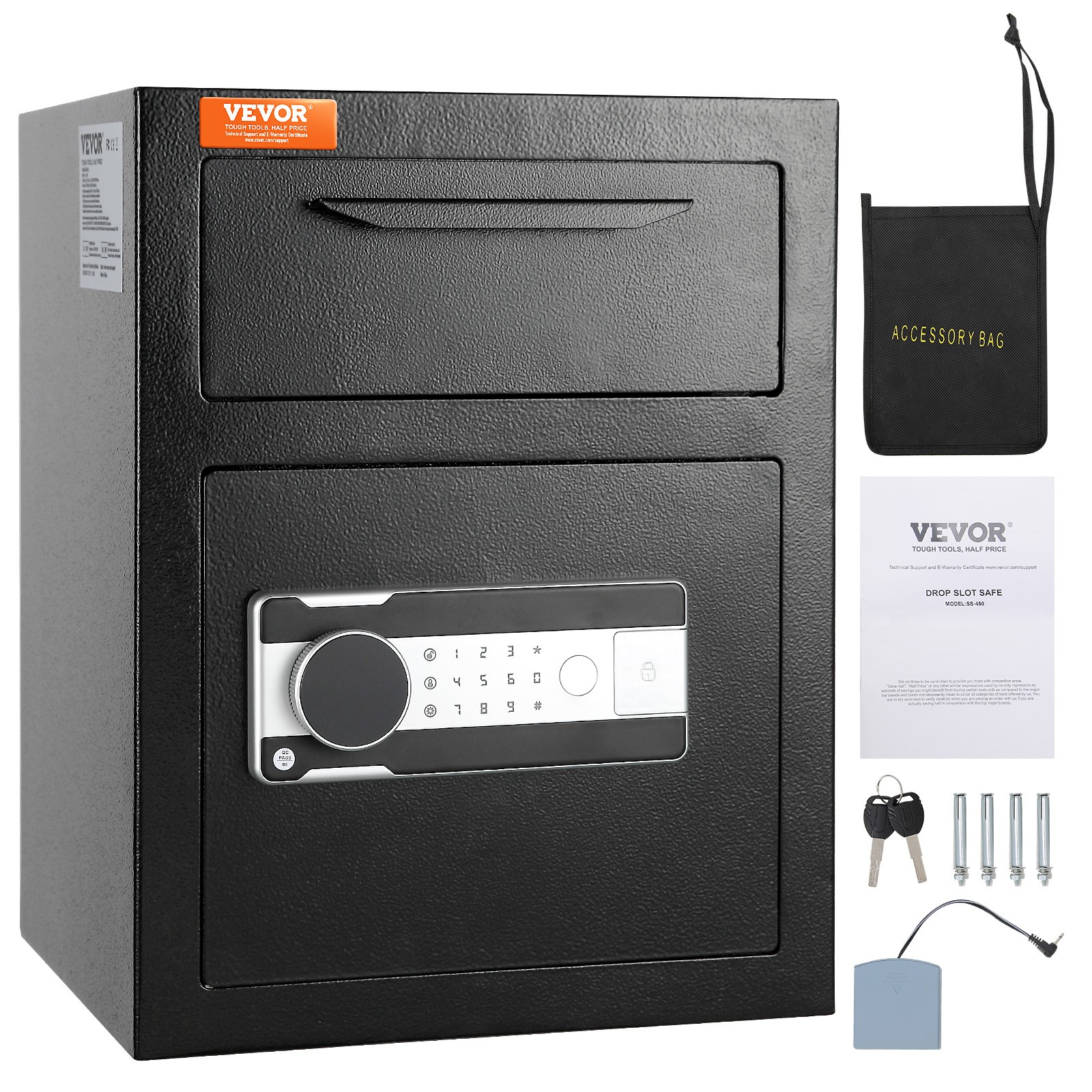 VEVOR 1.7/2.5 C Depository Safe Deposit Safe with Drop Slot Passwords and Keys
