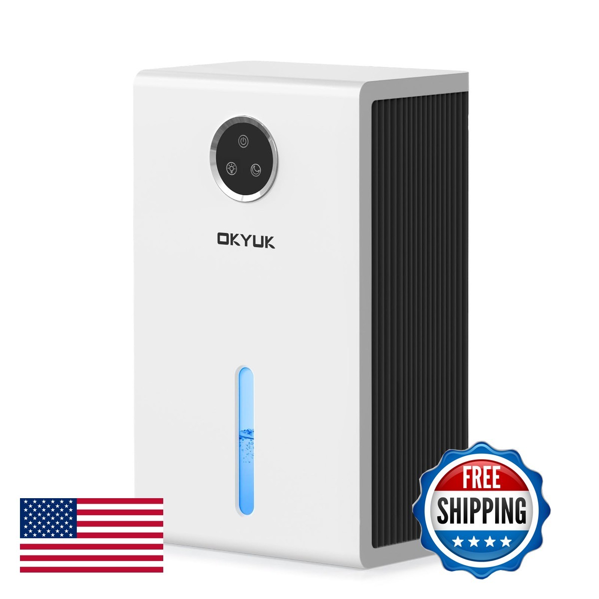 OKYUK Dehumidifier 95 oz 1000 sq ft 7 Colors LED Light Auto Shut Off for Home