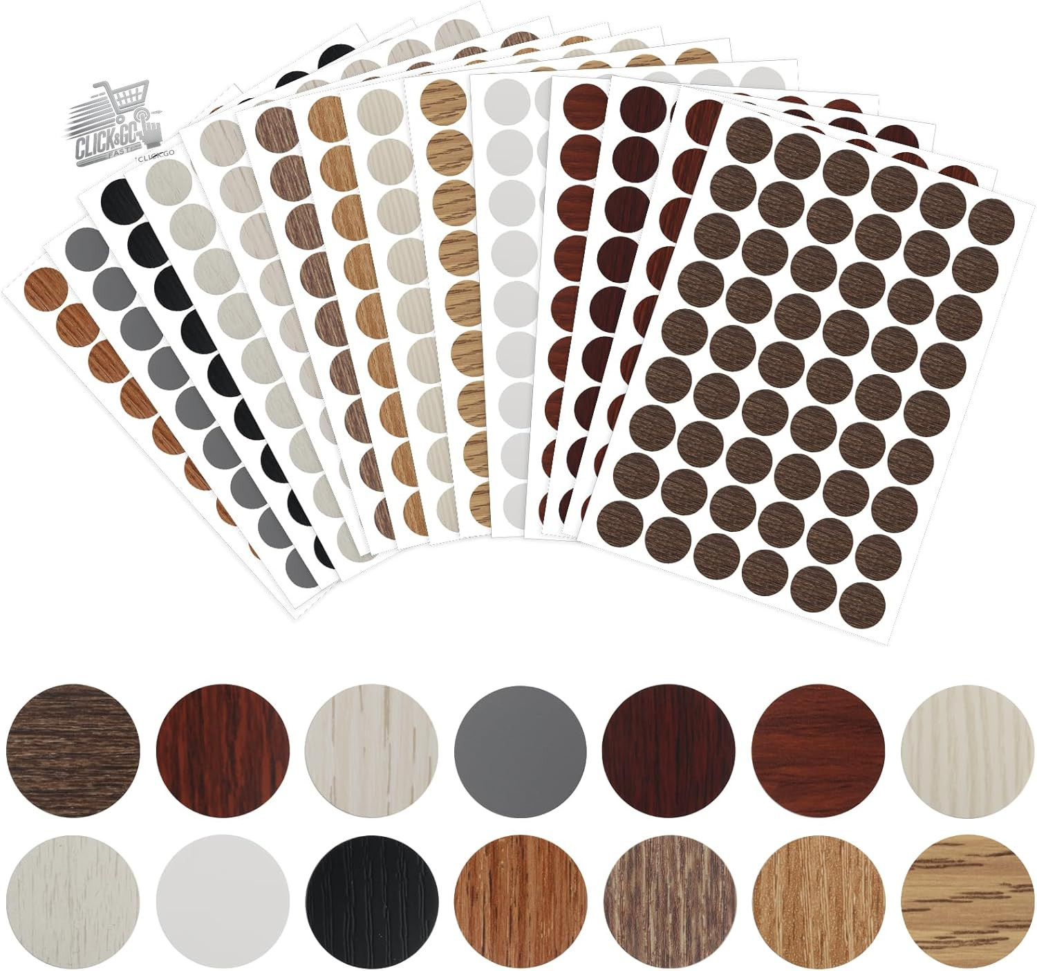 756 Set of 14 Colors Stickers Screw Hole Covers, Self Adhesive Cover Caps for