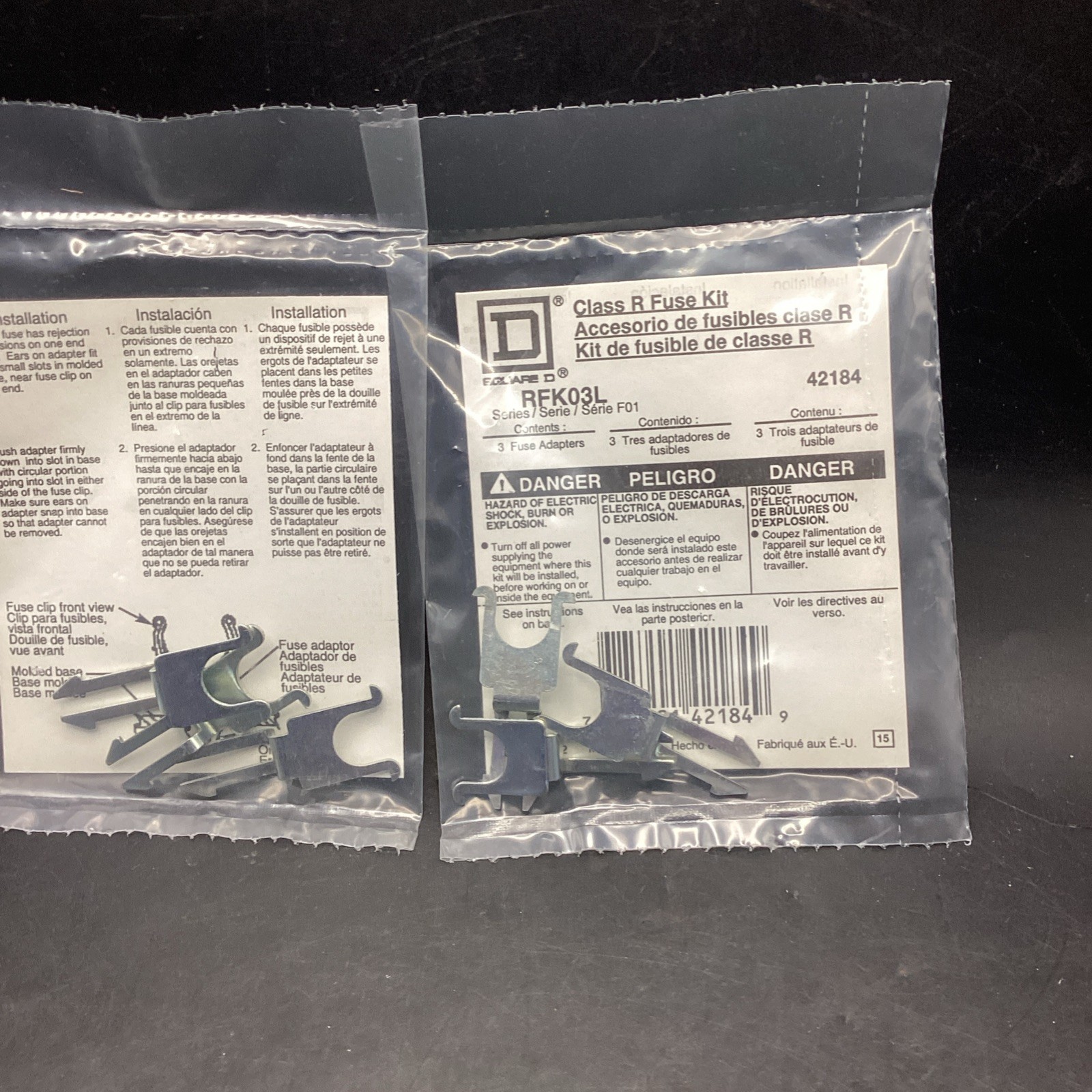 Lot Of 2 Square D RFK03L Class R Fuse Adapter Kit Series F01