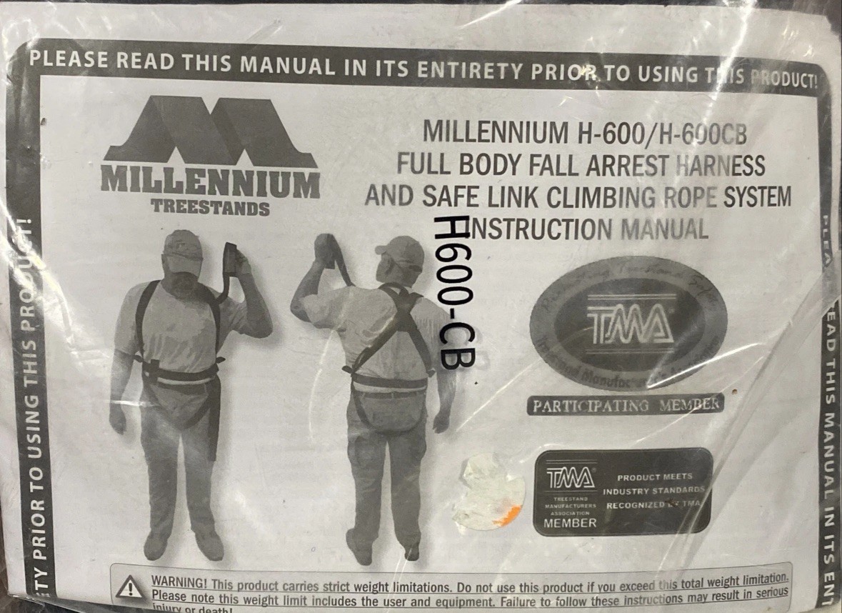 Millennium H-600 Full Body Fall Arrest Harness & Safe Link Climbing Rope – New