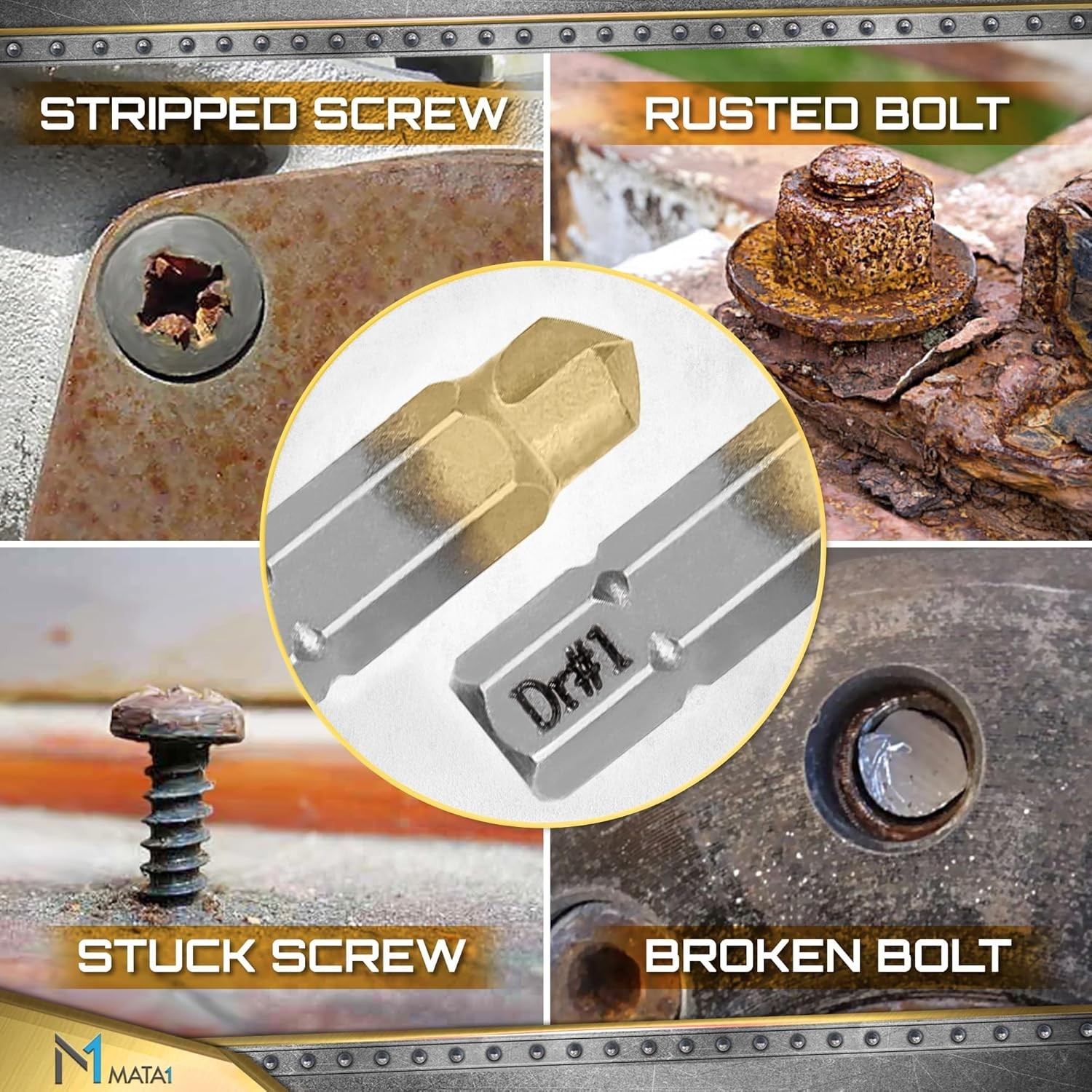 Titanium Screw Extractor Set for Stripped, Broken, Damaged Screws - 22 pc, Si...