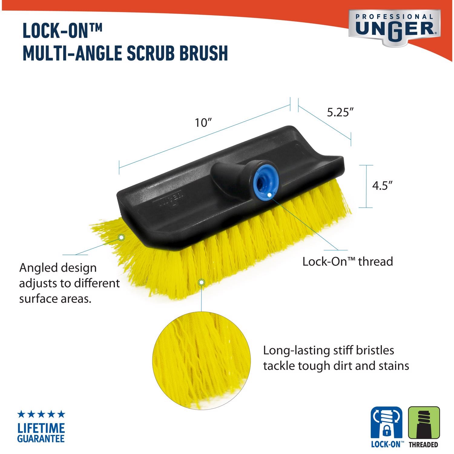 Unger 976830 Black/Yellow Synthetic Hard Bristle Multi-Angle Scrub Brush 10 Win.