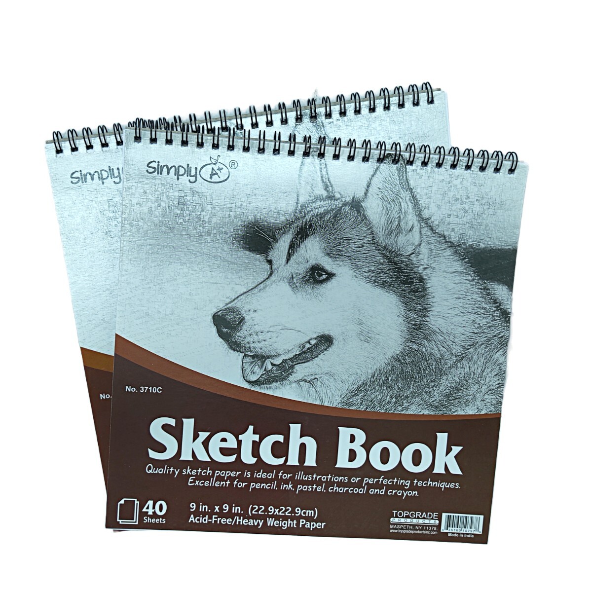 2 Sketch Paper Pad 9"x9" 40 Sheets Each Spiral Books