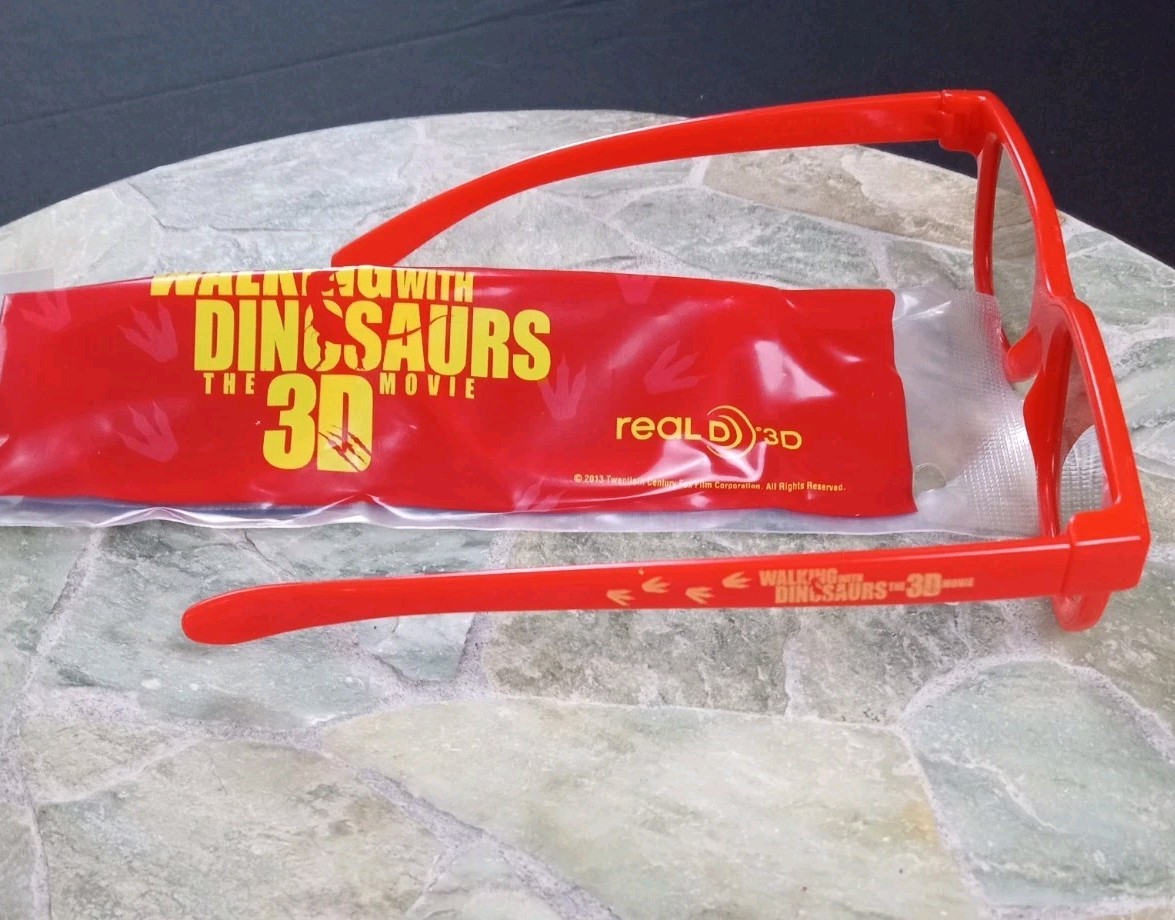 One Pair Of Walking With Dinosaurs Red Real D 3D Kids Glasses Movie Theater TVs