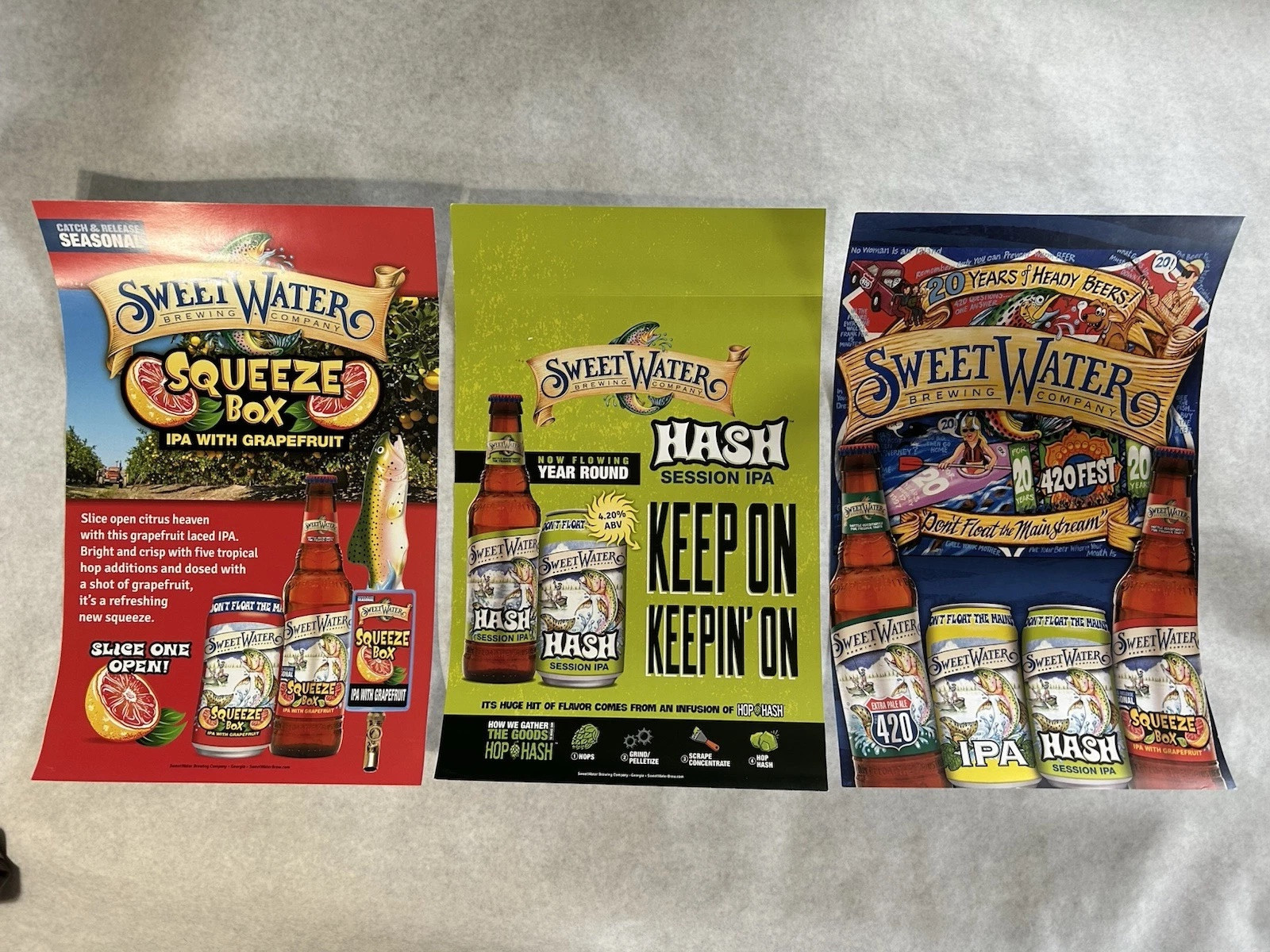 3 SWEETWATER BREWING BEER BAR BREWERY POSTER SIGNS. 420 FESTIVAL GEORGIA 17 x 11