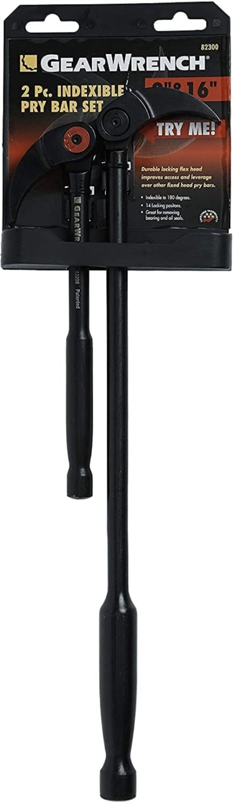 Versatile Indexing Pry Bar Set - 8" & 16" for Mechanics & Technicians