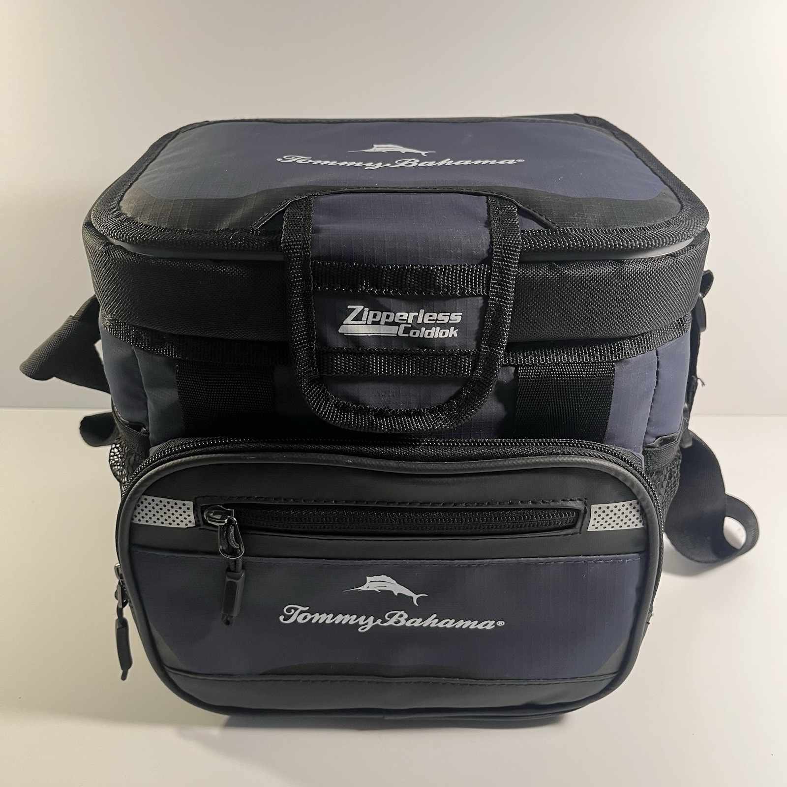 Tommy Bahama Zipperless Coldlok Hardbody Cooler Deep Freeze Insulation Navy Blue