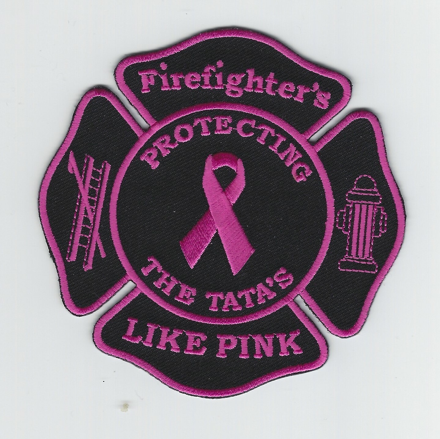 Breast Cancer Awareness Firefighter Protecting Ta-Ta's Pink Patch (4")
