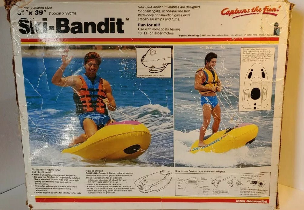 Vintage Inflatable SKI-BANDIT Intex 66"x 39" Water Tubing Boating New Sealed