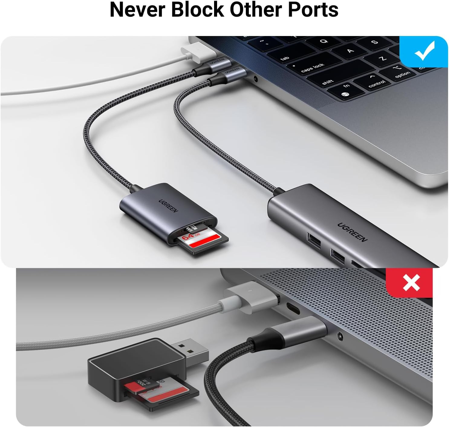 UGREEN USB C SD Card Reader, 2-In-1 Micro SD Memory Card Reader for TF SD Micro