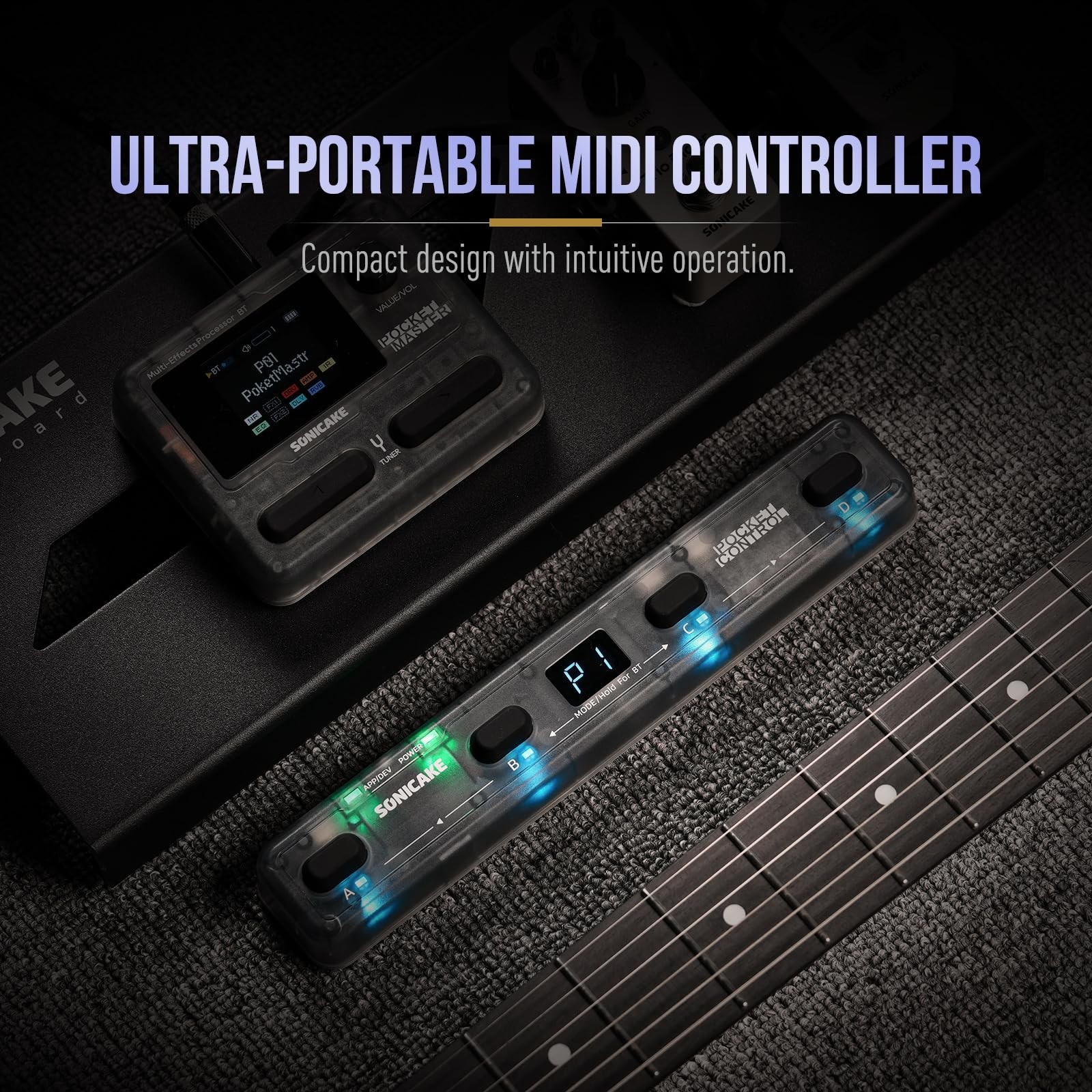 SONICAKE Pocket Control - MIDI Foot Controller, Wired/Wireless MIDI Transmiss...