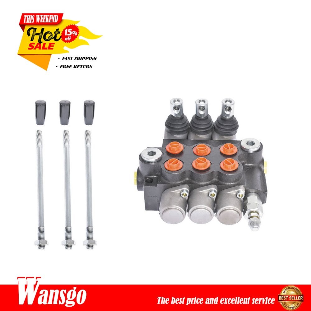 3 Spool Hydraulic Directional Control Valve 11GPM Double Acting Adjustable