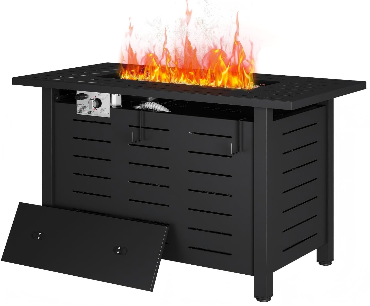 Aoxun 41 Inch Propane Fire Pit–50,000 BTU Gas Fire Pit Table with Removable Lid