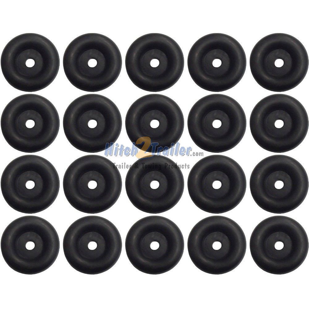 (20) 2.5" Black Rubber Bumpers w/ center Hole for Cargo Trailer Door Ramp Guard