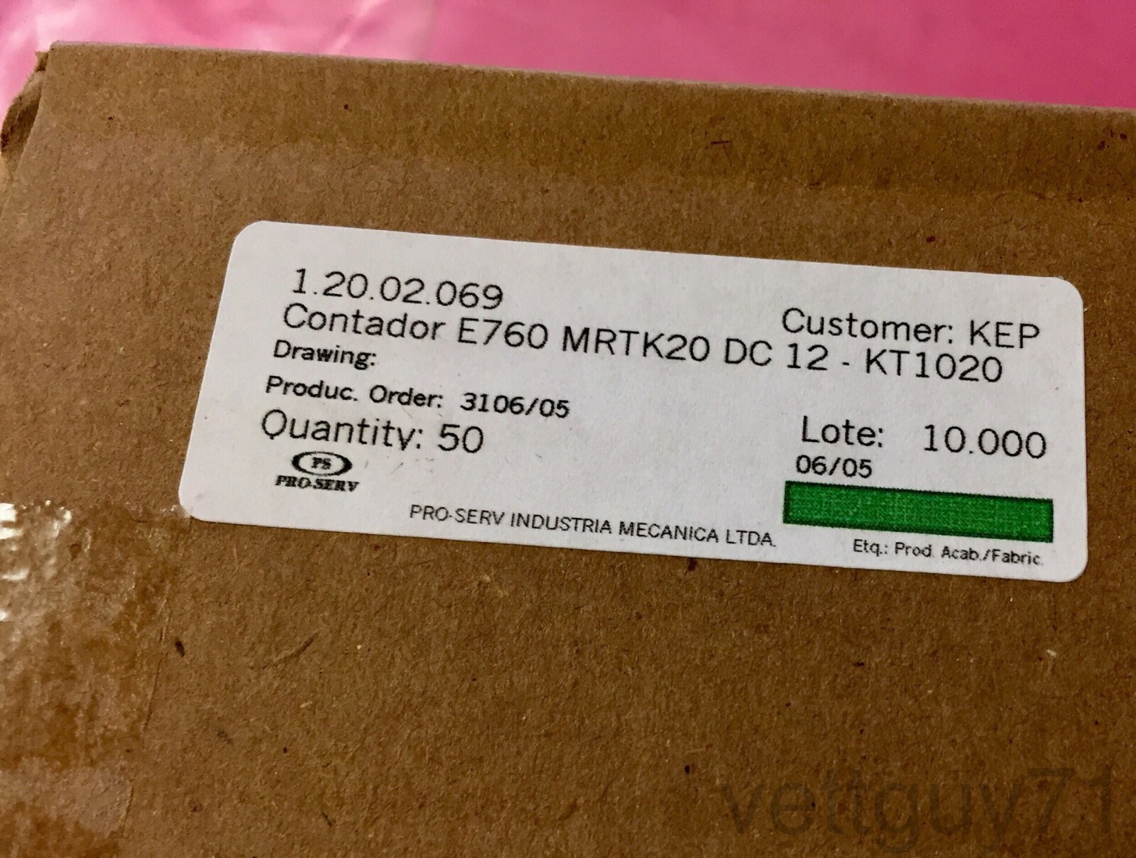 Kessler-Ellis E760 PCB Mount 12VDC 7-digit Non-resettable Impulse Counter, 12V