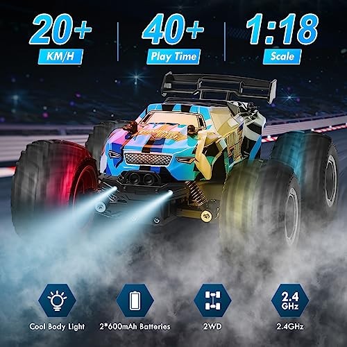 Remote Control Car, Remote Control Truck, With Headlights& Body Light Blue
