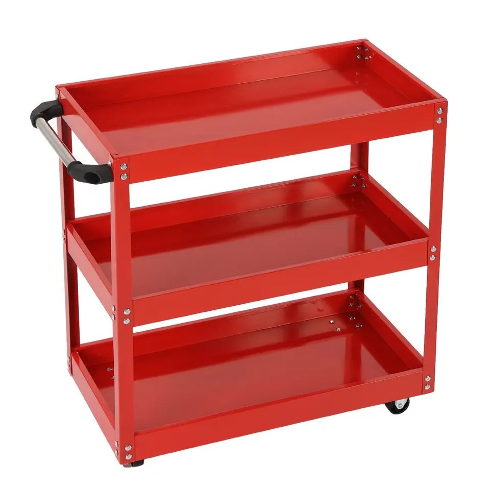 MULTIPURPOSE WORKSHOP TOOL TROLLEY TOOL HOLDER 3 SHELVES WITH WHEELS
