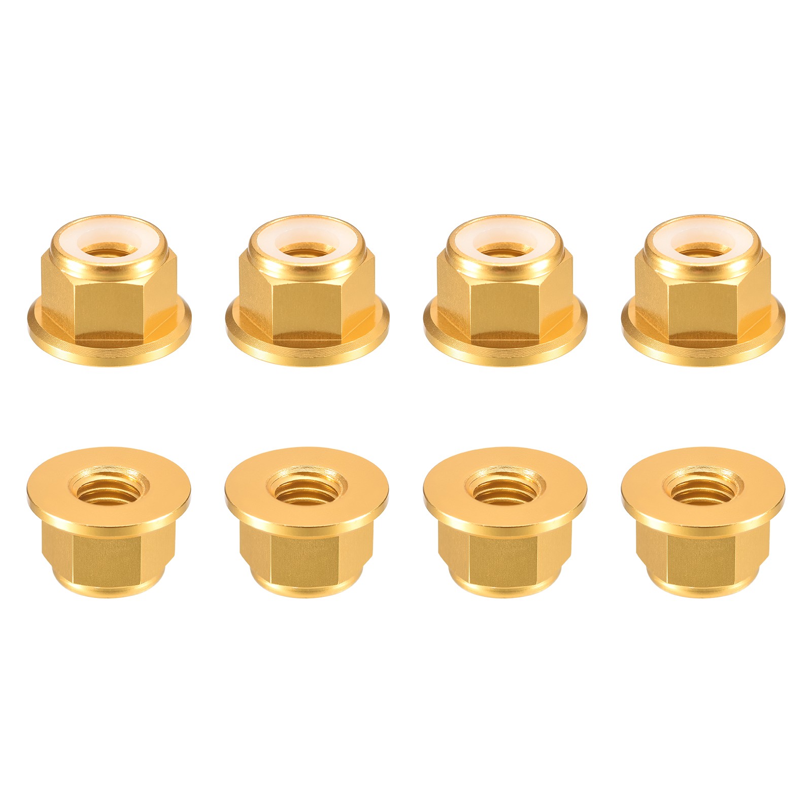 Nylon Insert Hex Lock Nuts, 8pcs - M8x1.25mm Self-Locking Nut(Gold)