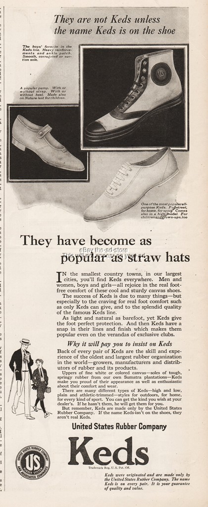 1922 Keds Tennis Shoes Sneakers As Popular As Straw Hats United States Rubber Ad