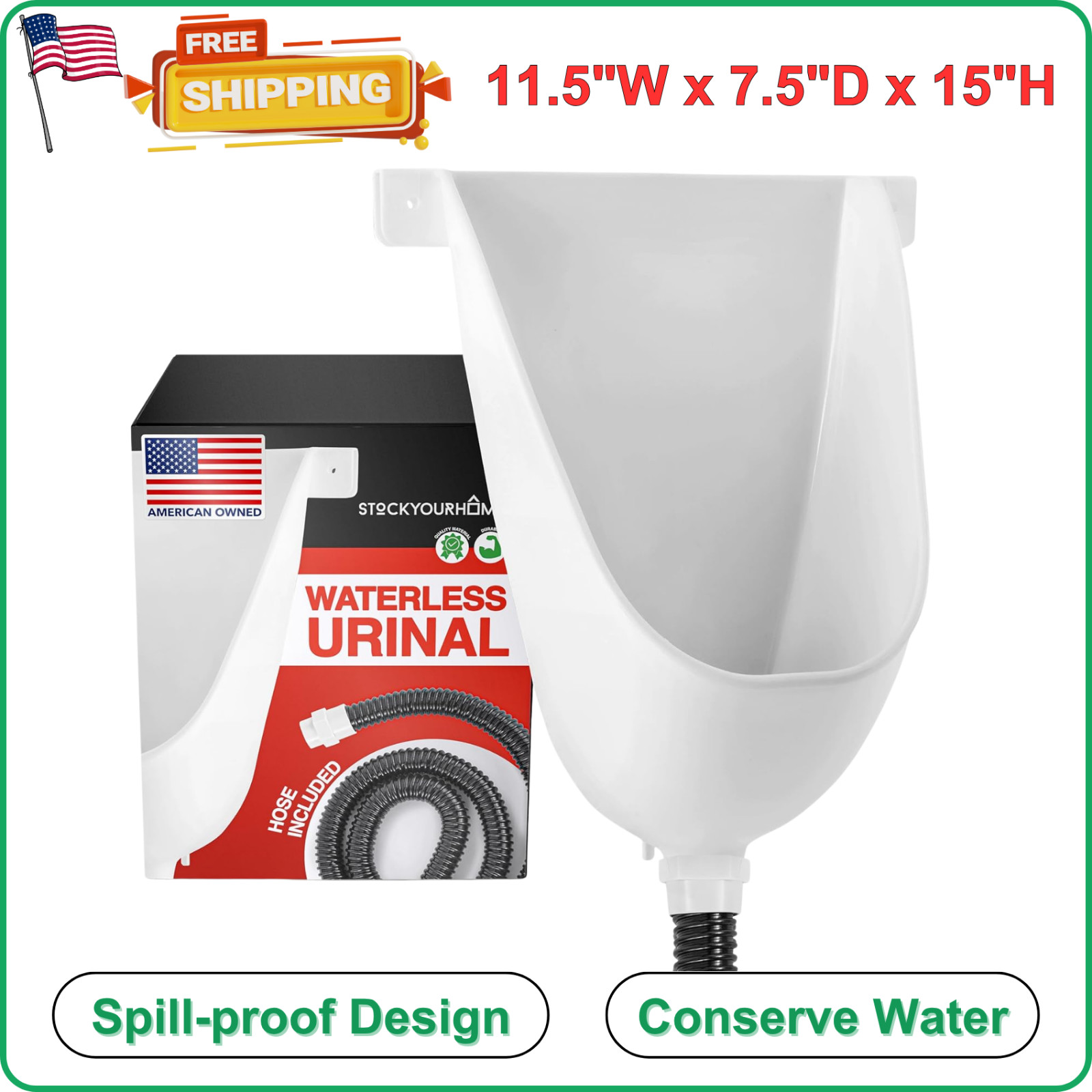 Waterless Urinal For Men (White), Plastic Urinals For Men's Garage Shed Backyard
