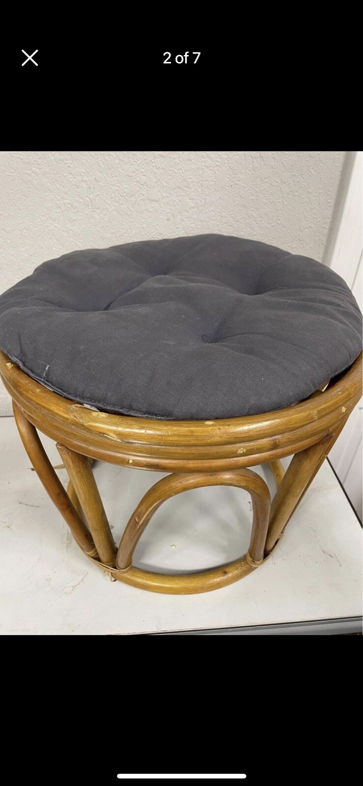 Vintage Bentwood Bamboo Cane Seat Ottoman Seat