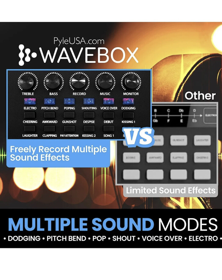 Pyle PKSCRD208 Bluetooth Mini Audio Interface Podcast Mixer Sound Card
