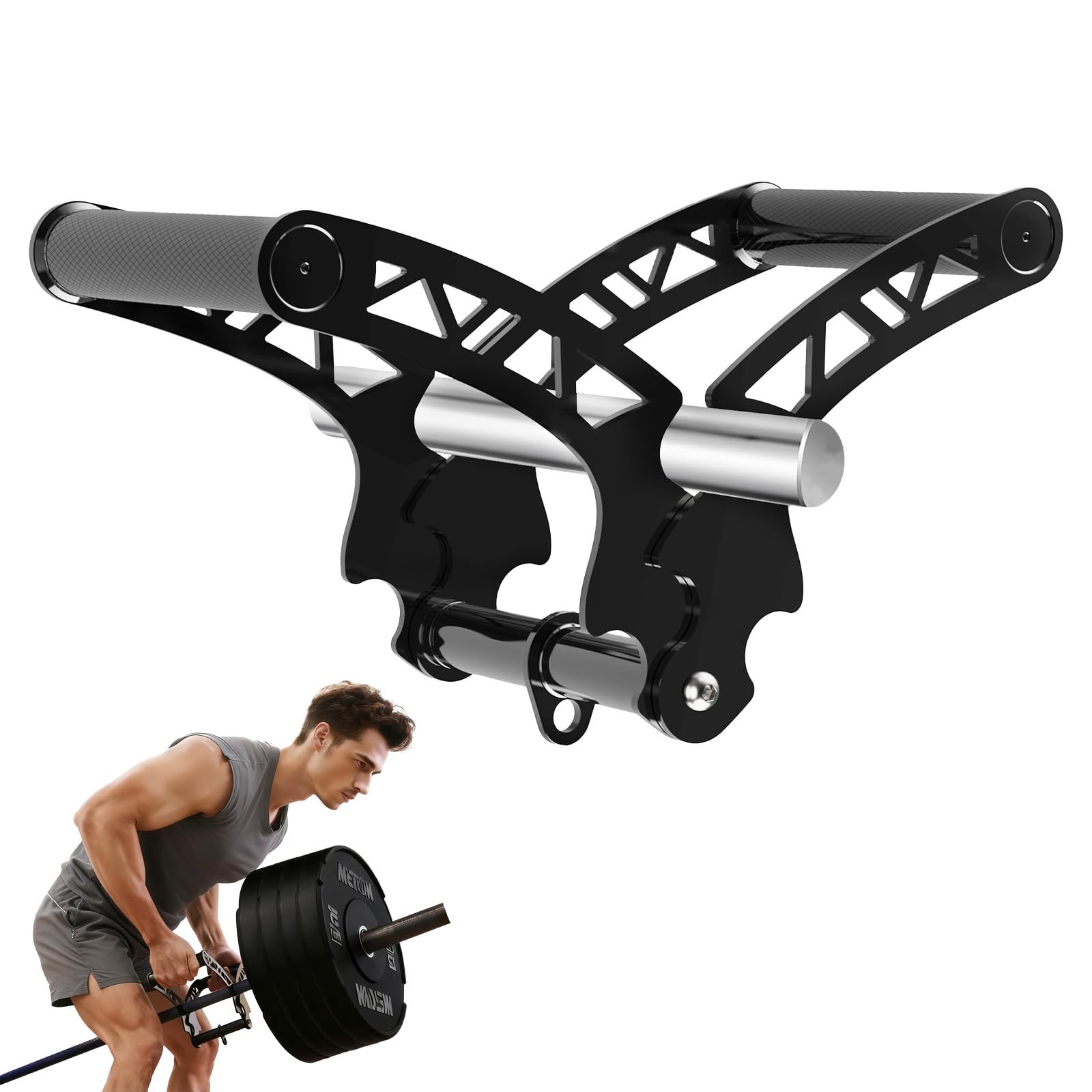 Adjustable Width T Bar Row Handle,Landmine Attachment for Barbell,U Clips Gym...