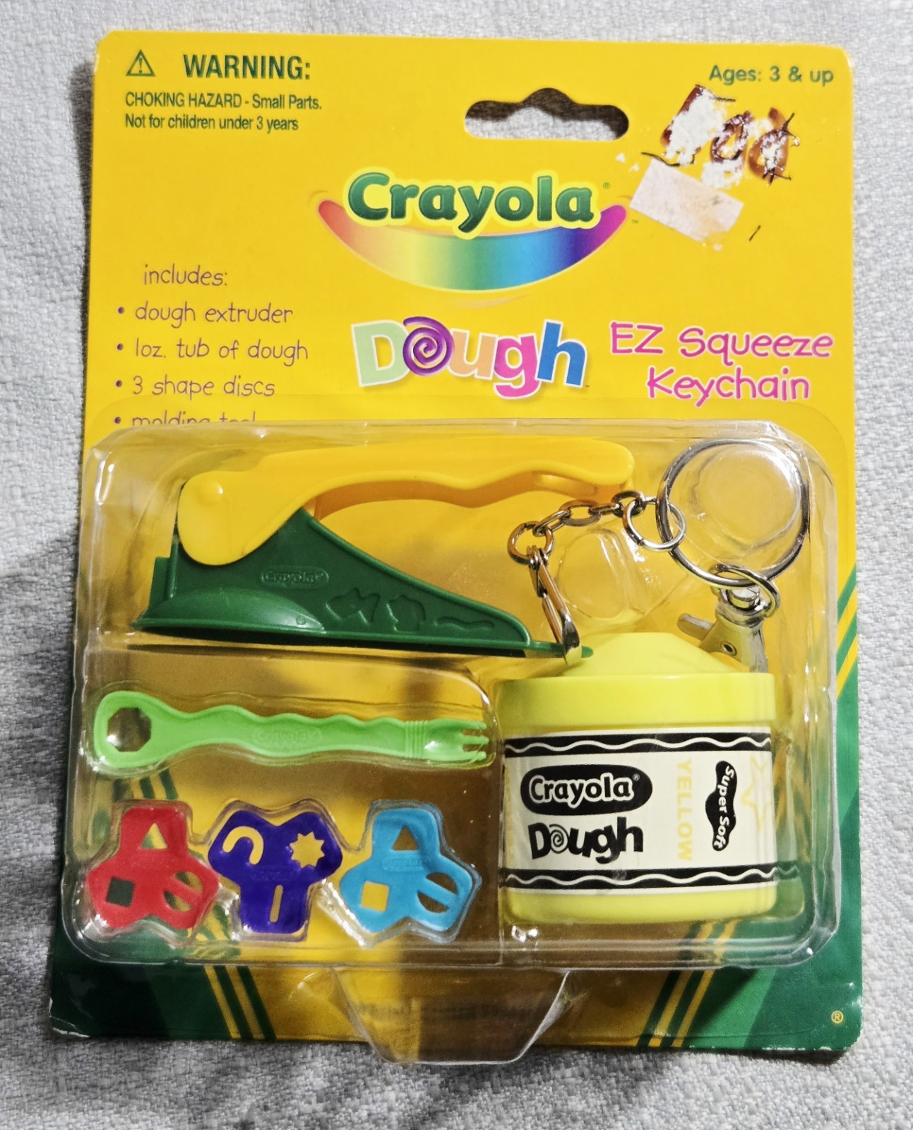 New Yellow Crayola 2003 Crayola Crayons Dough Key Chain Miniature